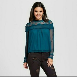 Xhilaration semi-sheer long sleeve shirt